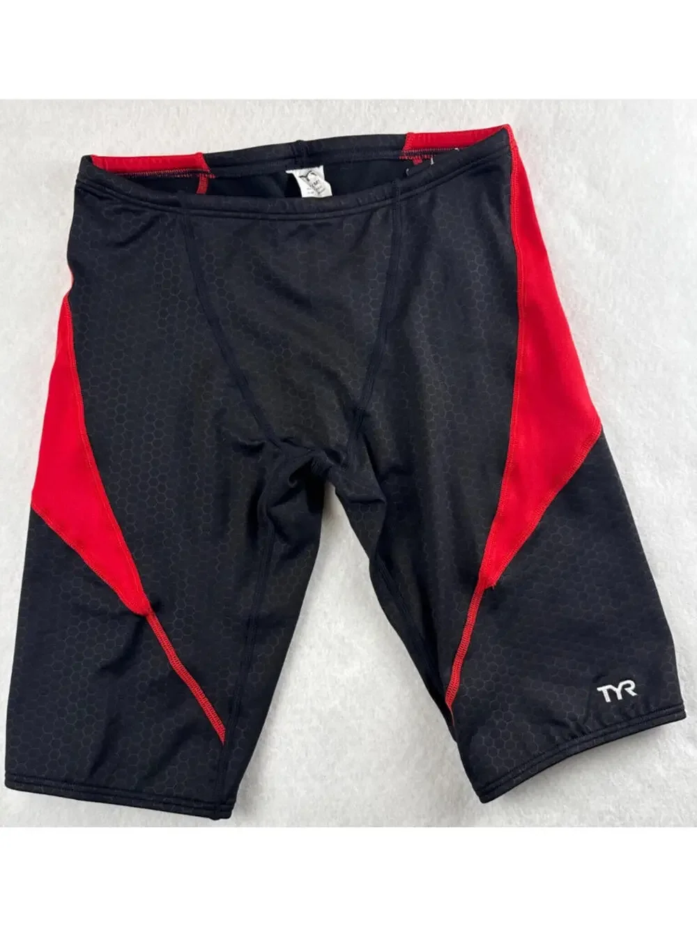 TYR Durafast Hexa‎ Cure Jammer Swim Mens 36 Large Black Red Competition NWT